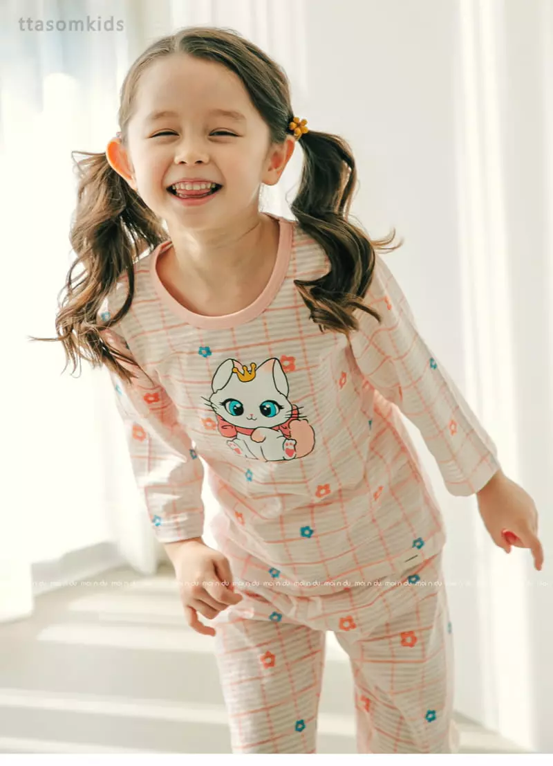 Ttasom - Korean Children Fashion - #fashionkids - Baby Cat Jacquard Capri Easywear - 2
