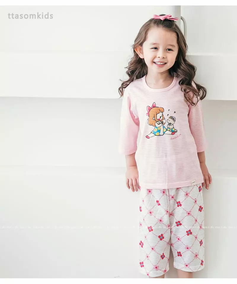 Ttasom - Korean Children Fashion - #kidsstore - Dandelion Girl Jacquard Capri Easywear - 5