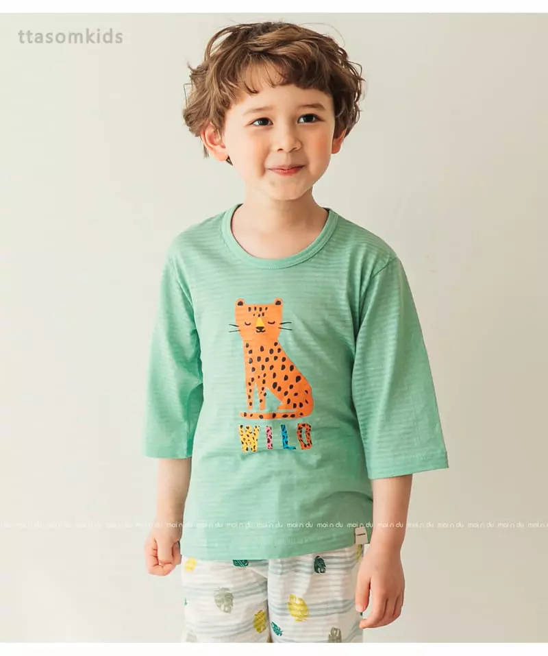 Ttasom - Korean Children Fashion - #magicofchildhood - Wild Cheetah Jacquard Capri Easywear - 5