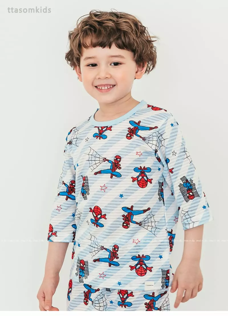 Ttasom - Korean Children Fashion - #magicofchildhood - Spider Man Jacquard Capri Easywear - 2