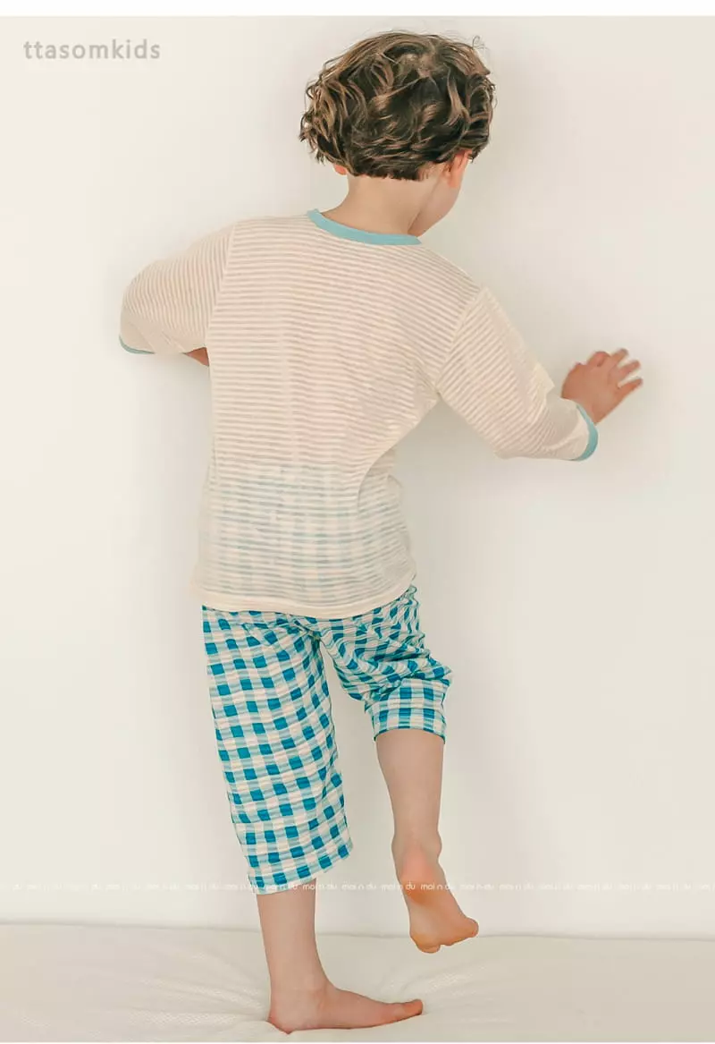 Ttasom - Korean Children Fashion - #prettylittlegirls - Green Check Jacquard Capri Easywear - 6