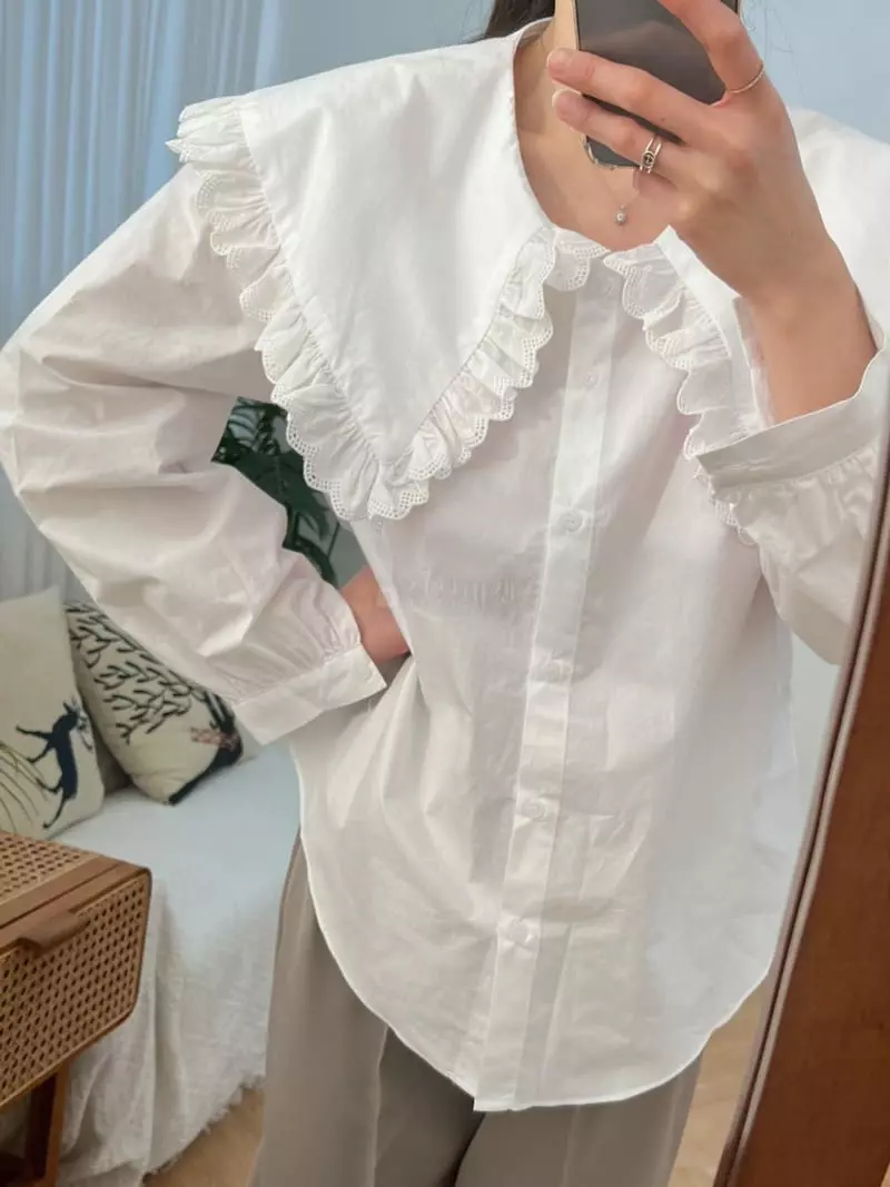 Very - Korean Women Fashion - #momslook - Lace Collar Blouse - 2