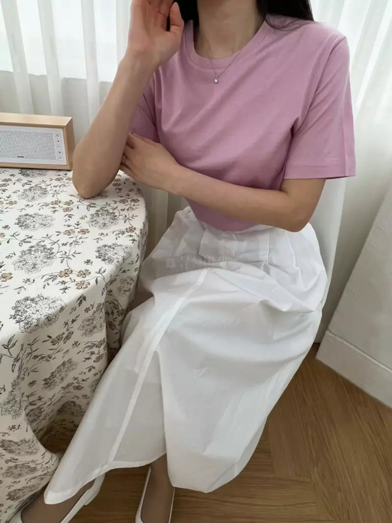 Very - Korean Women Fashion - #romanticstyle - Silket Round Short Sleeves Tee - 7