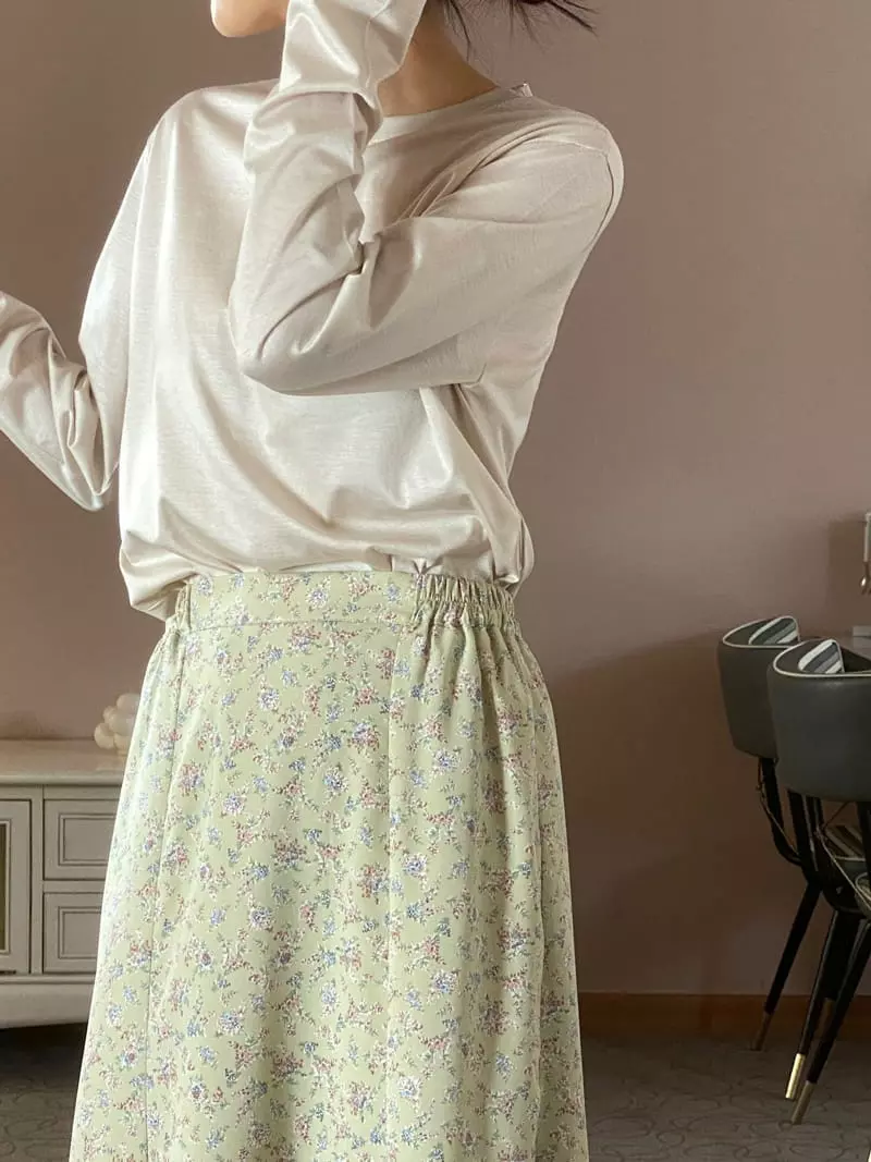 Very - Korean Women Fashion - #romanticstyle - Tencel Round Long Sleeves Tee - 6