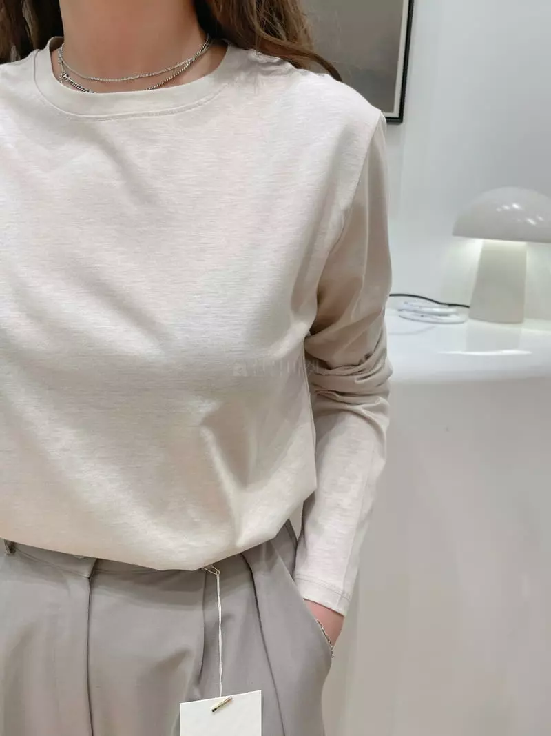Very - Korean Women Fashion - #vintageinspired - Tencel Round Long Sleeves Tee - 2