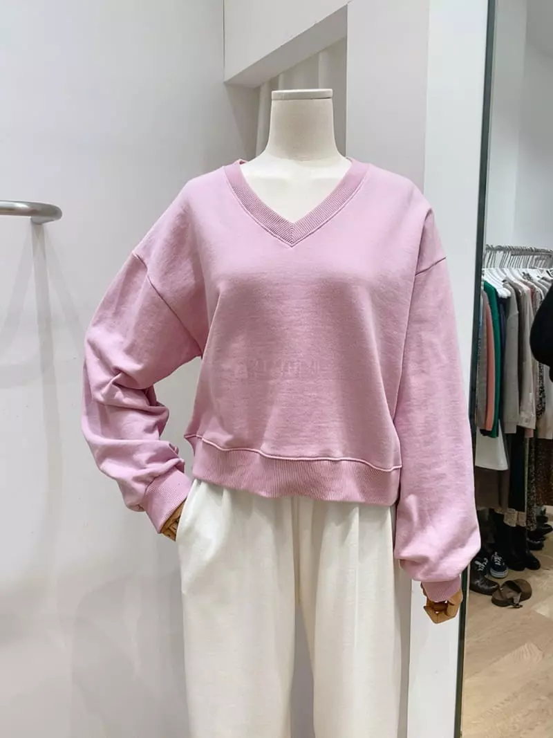 Very - Korean Women Fashion - #vintagekidsstyle - V Crop Sweatshirt