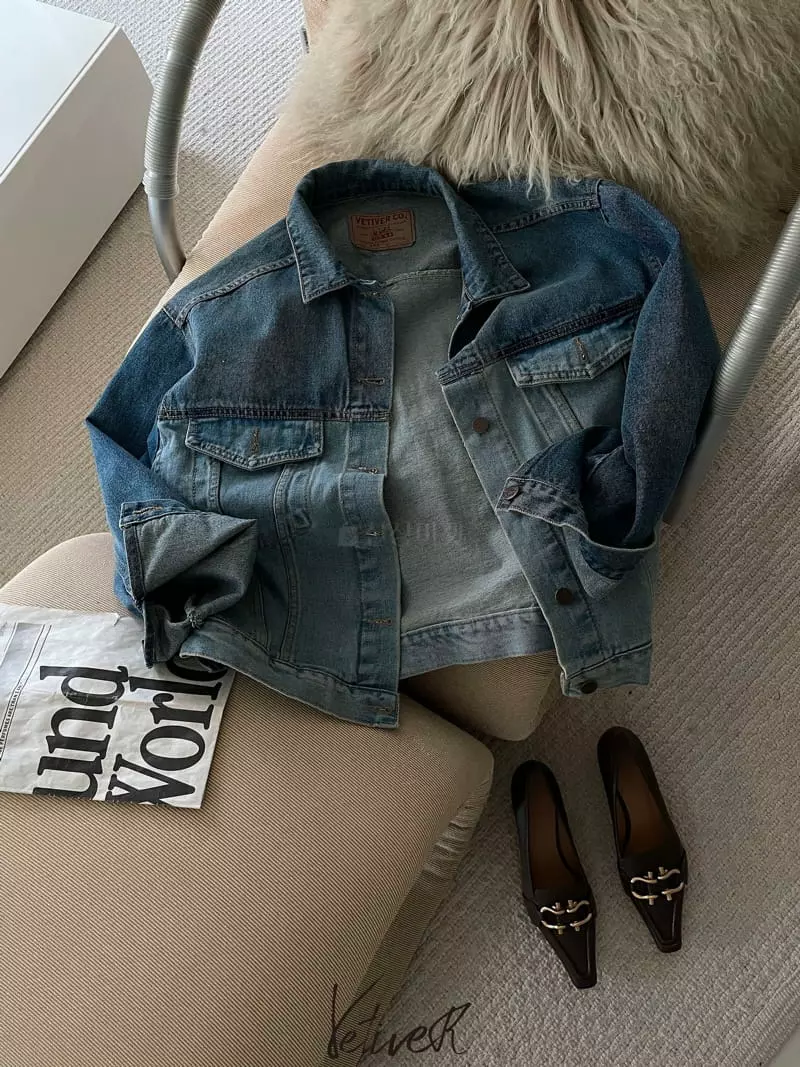 Vetiver - Korean Women Fashion - #romanticstyle - Color Denim Jacket - 4
