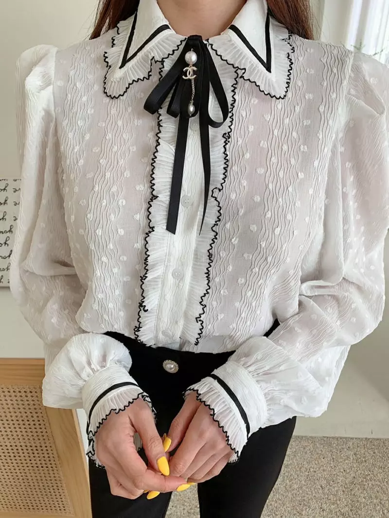 Vincent - Korean Women Fashion - #pursuepretty - Line Blouse