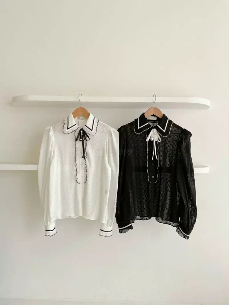 Vincent - Korean Women Fashion - #romanticstyle - Line Blouse - 4