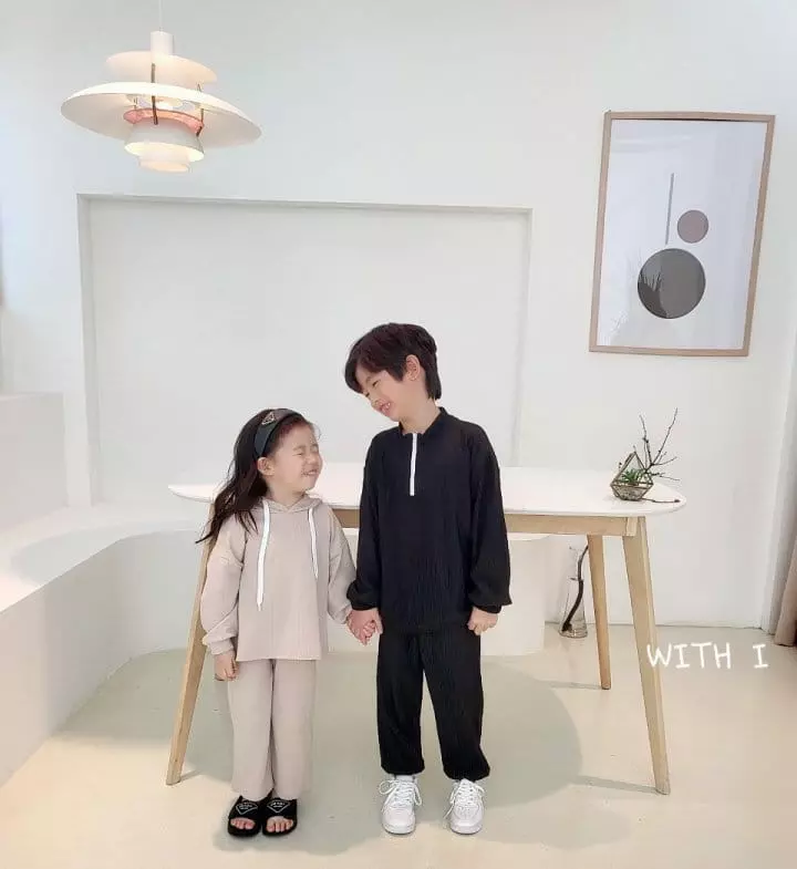 With I - Korean Children Fashion - #Kfashion4kids - Knit Hoody Top Bottom Set - 6