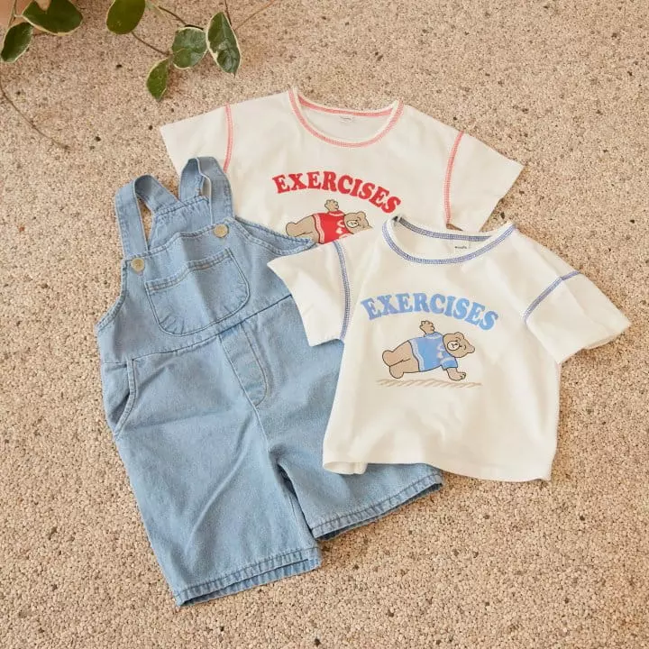 Woodie - Korean Children Fashion - #kidsshorts - Denim Dungarees Pants - 3