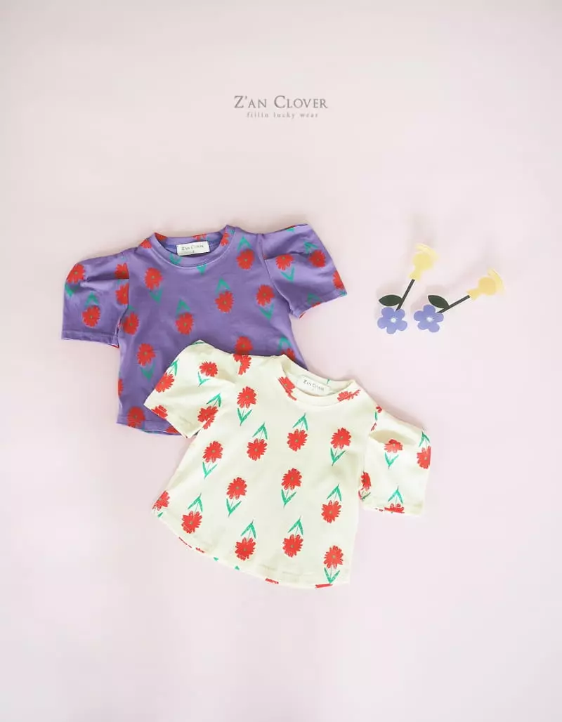Zan Clover - Korean Children Fashion - #Kfashion4kids - Flower Puff Tee