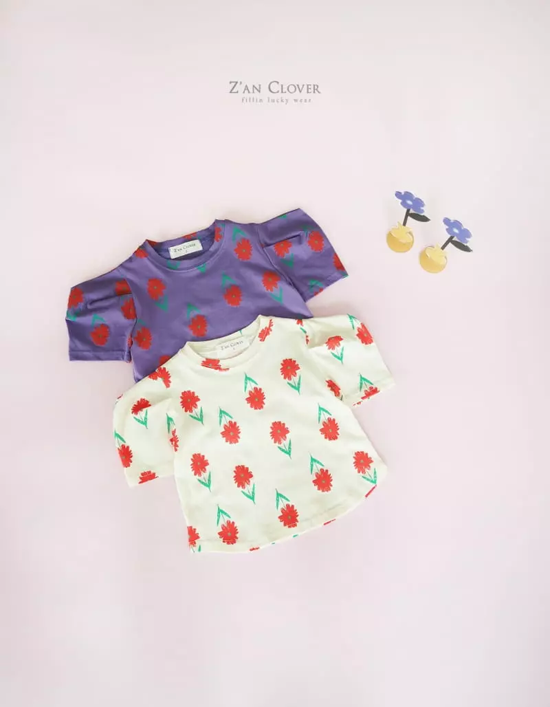 Zan Clover - Korean Children Fashion - #littlefashionista - Flower Puff Tee - 2