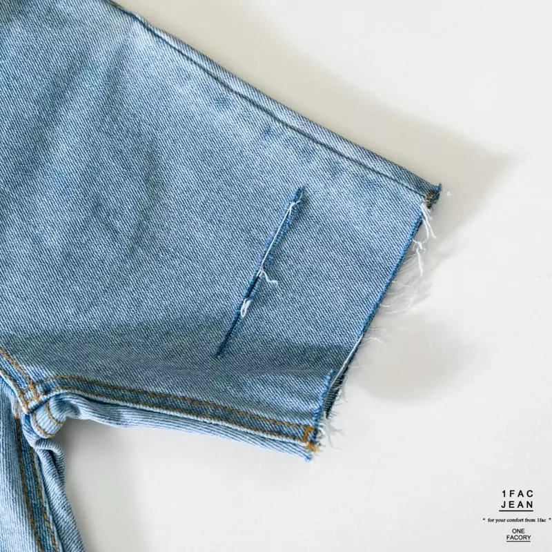 1 Fac - Korean Children Fashion - #prettylittlegirls - Blue Whole Double Cutting Jeans - 2