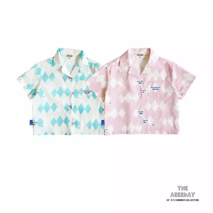 Aeeeday - Korean Children Fashion - #Kfashion4kids - Argyle Y Collar Shirt