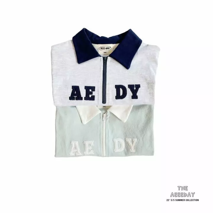 Aeeeday - Korean Children Fashion - #childofig - Applique Zipper Collar Tee - 7