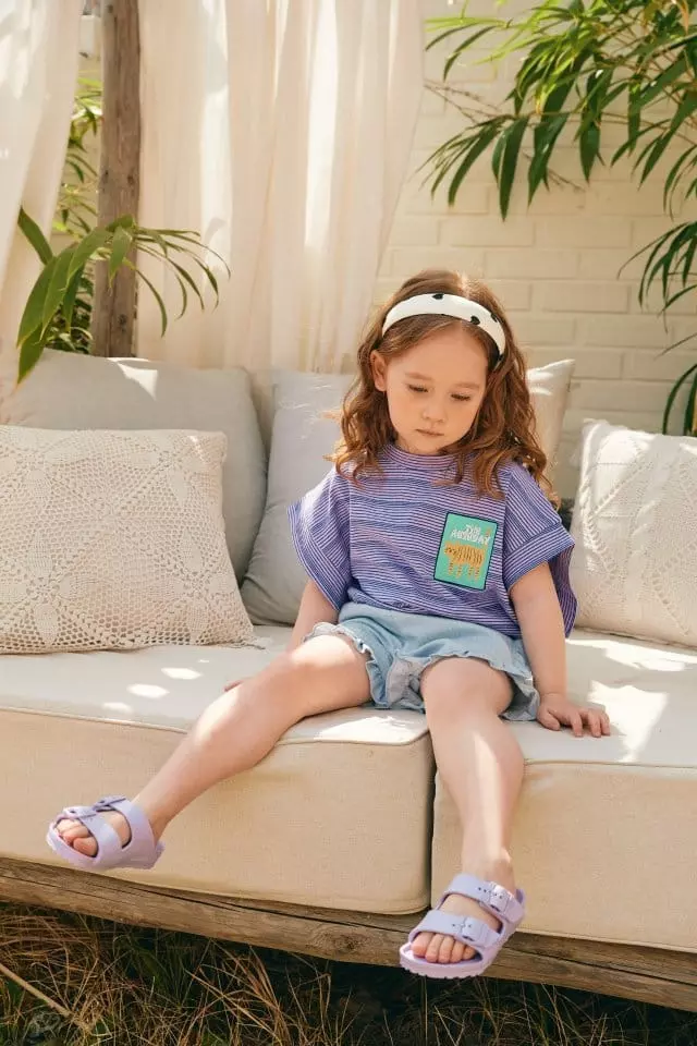 Aeeeday - Korean Children Fashion - #kidsshorts - Kitty Stripes Tee - 6