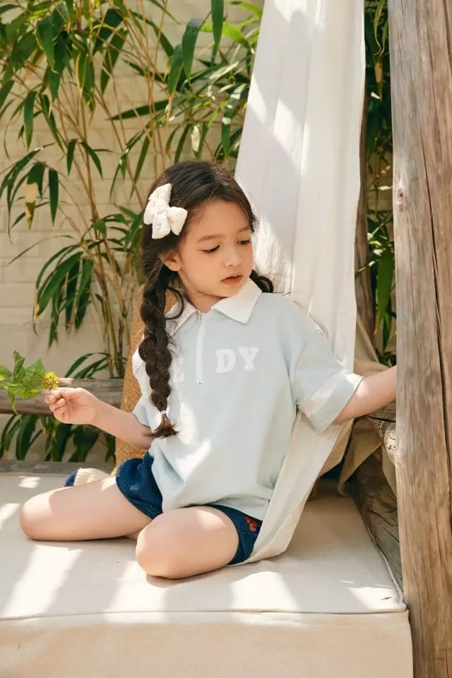 Aeeeday - Korean Children Fashion - #minifashionista - Applique Zipper Collar Tee - 5