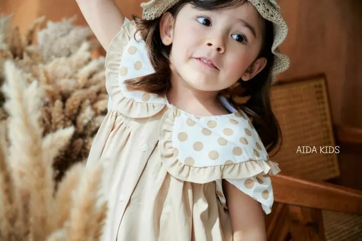 Aida - Korean Children Fashion - #Kfashion4kids - Water Drop Collar One-piece
