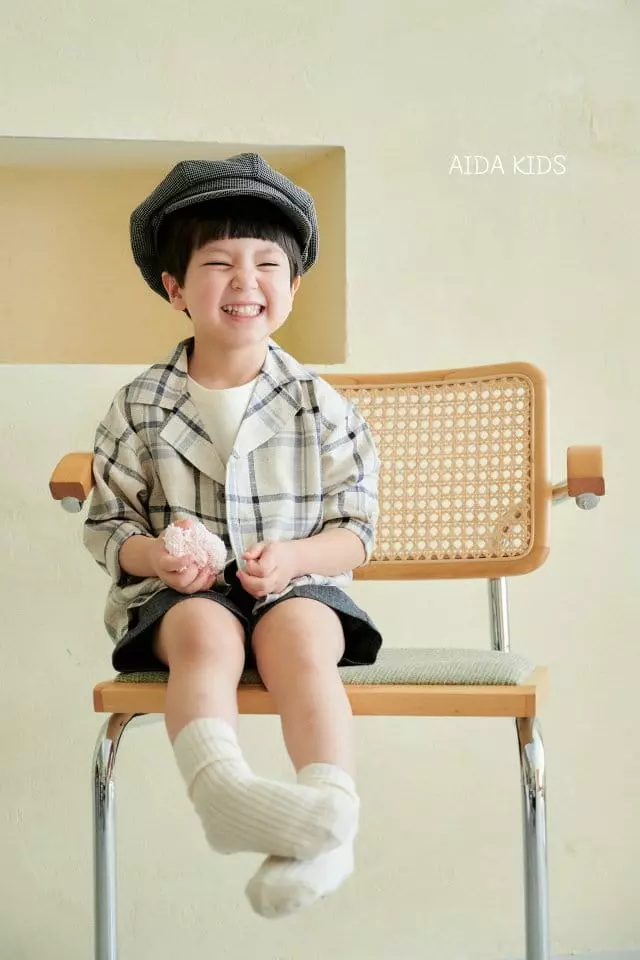 Aida - Korean Children Fashion - #Kfashion4kids - And Check Linen Jacket - 12