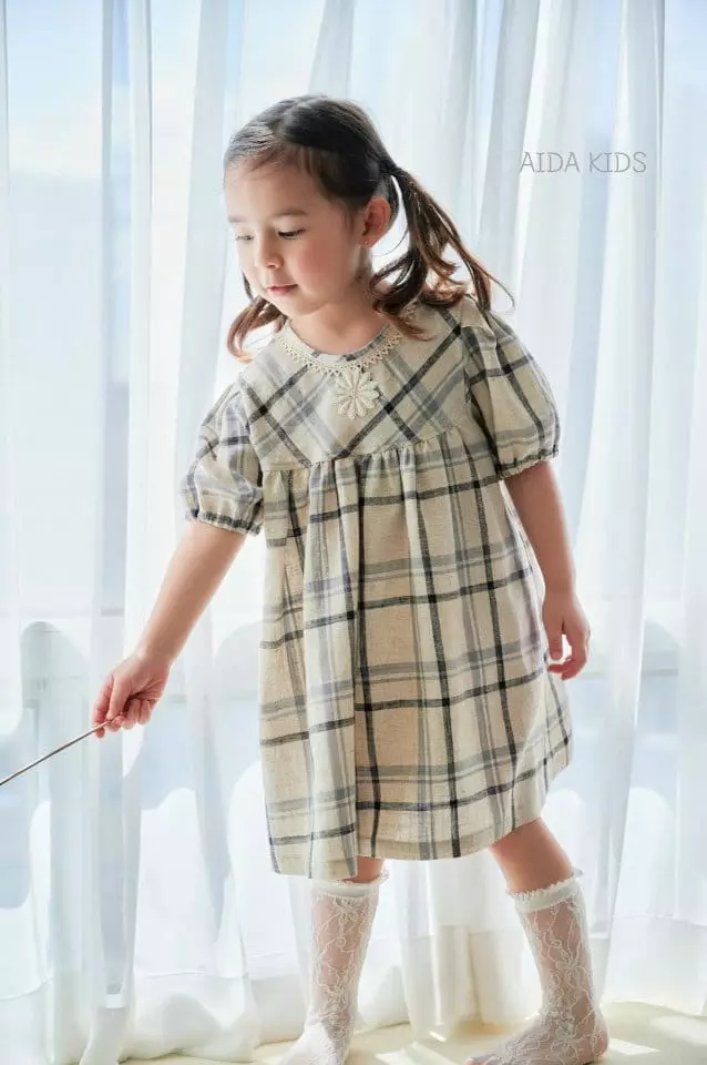 Aida - Korean Children Fashion - #Kfashion4kids - And Check One-piece - 2