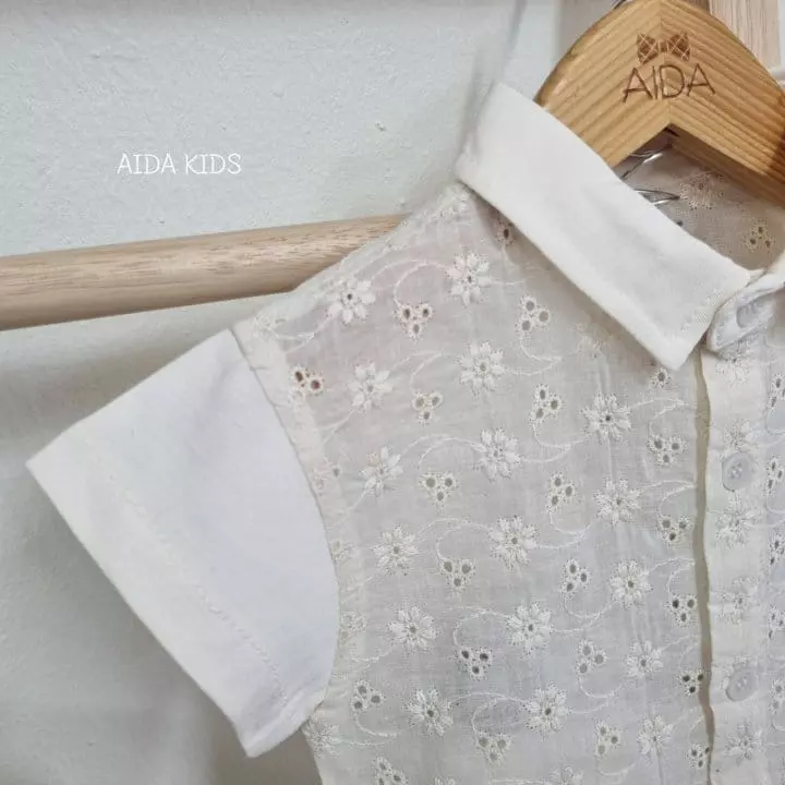 Aida - Korean Children Fashion - #childrensboutique - Punching Embroidery Shirt - 2