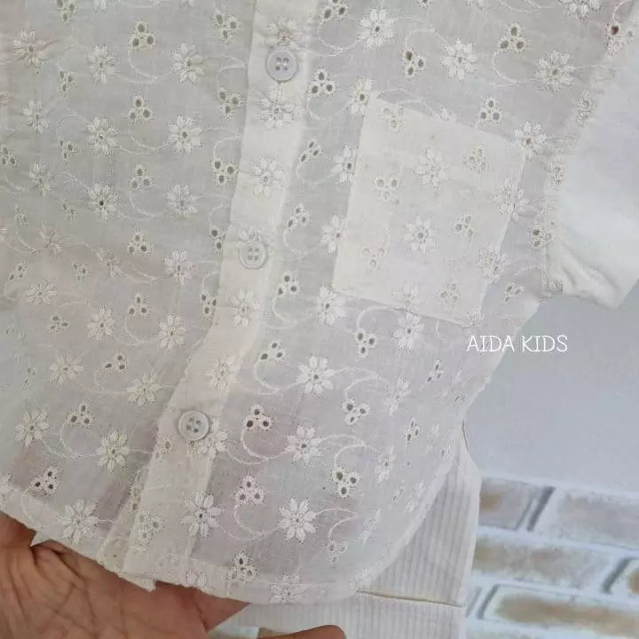 Aida - Korean Children Fashion - #designkidswear - Punching Embroidery Shirt - 4