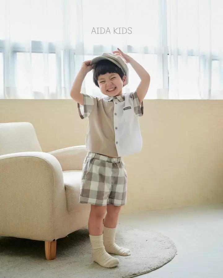 Aida - Korean Children Fashion - #discoveringself - Glory Check Linen Shorts - 2