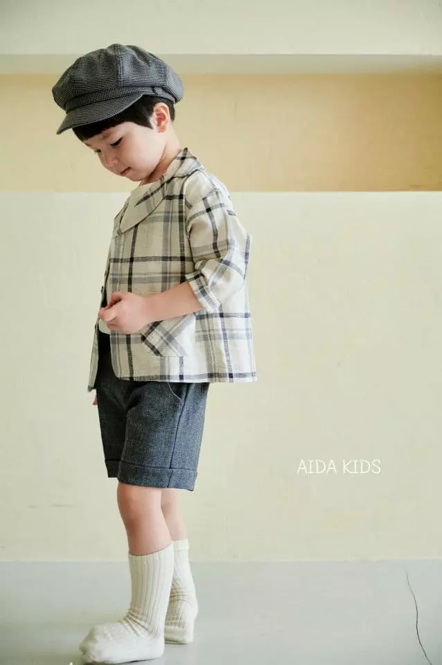 Aida - Korean Children Fashion - #fashionkids - And Check Linen Jacket - 8