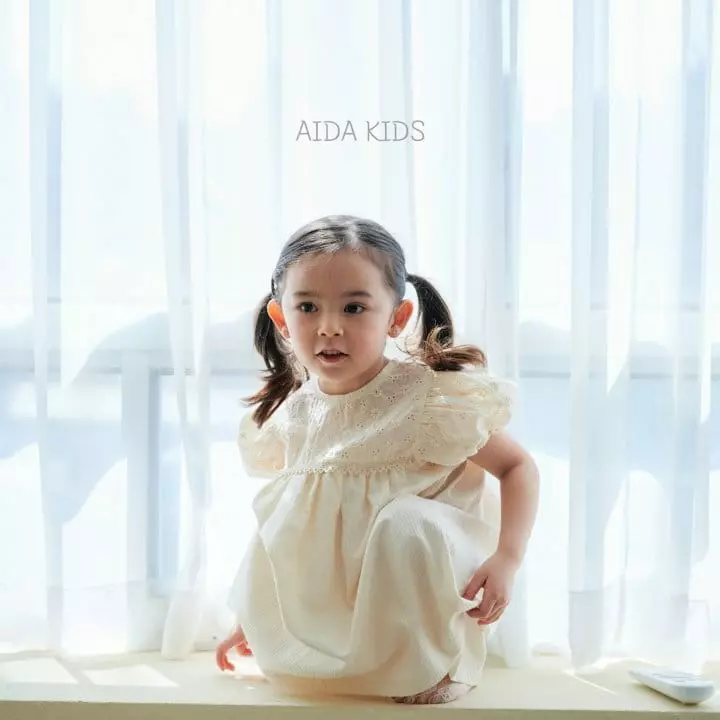 Aida - Korean Children Fashion - #kidsshorts - Punching Embroidery One-piece - 3