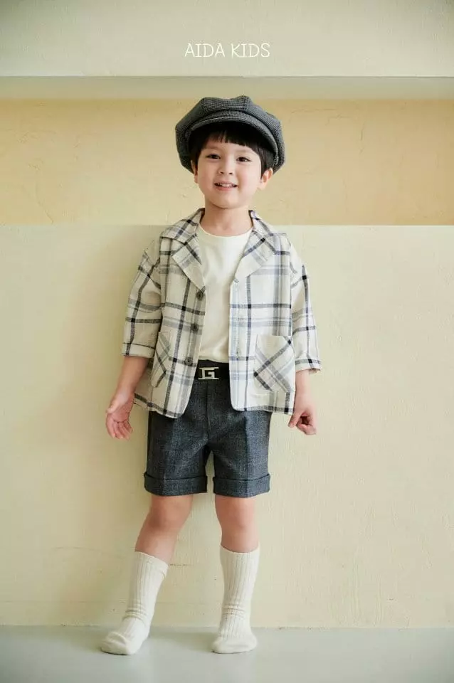 Aida - Korean Children Fashion - #kidsstore - And Check Linen Jacket - 10