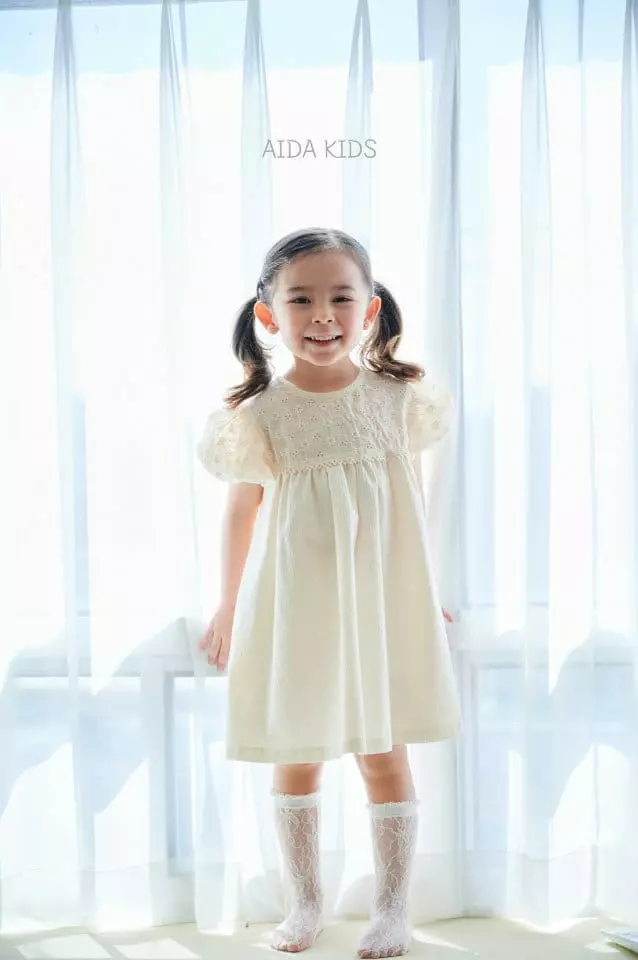 Aida - Korean Children Fashion - #kidsshorts - Punching Embroidery One-piece - 4