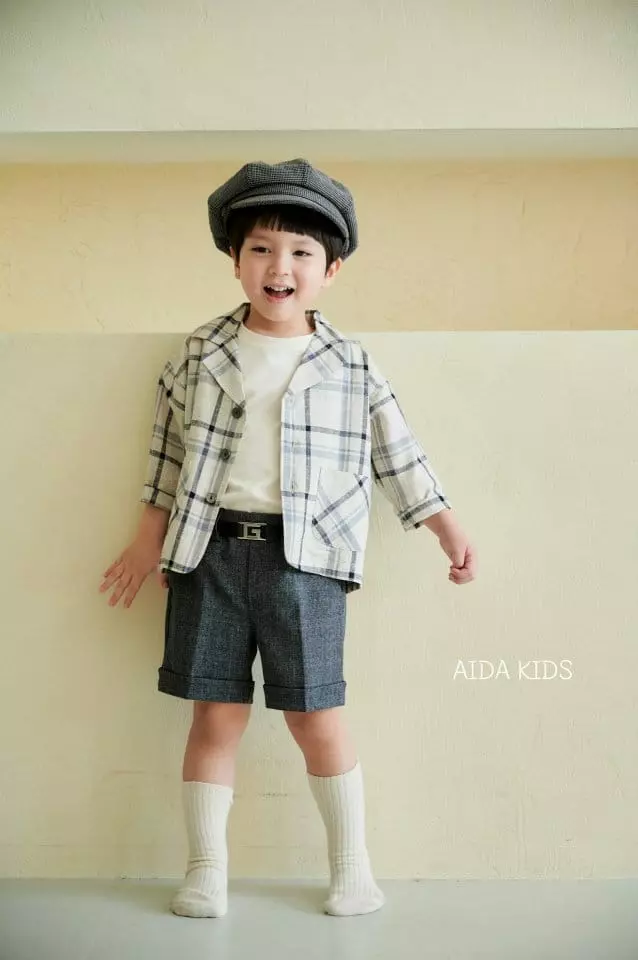 Aida - Korean Children Fashion - #kidzfashiontrend - And Check Linen Jacket - 11