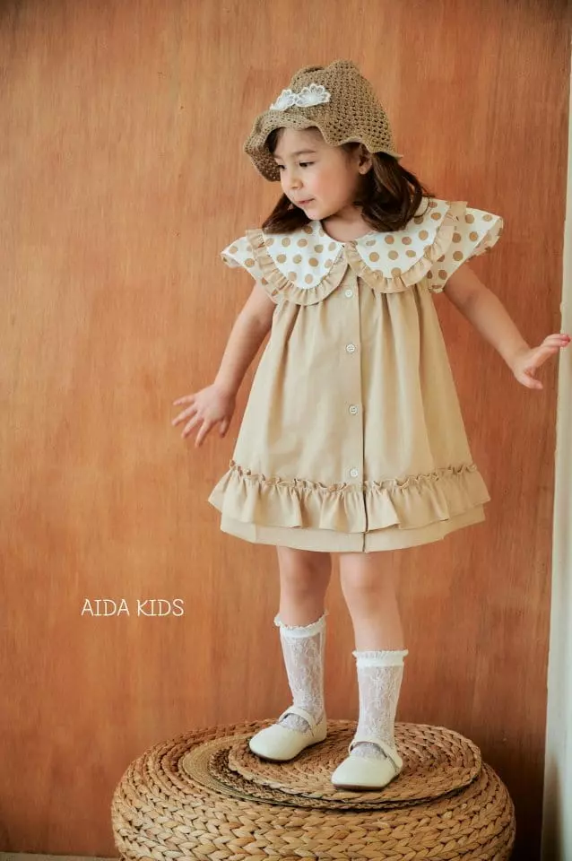 Aida - Korean Children Fashion - #littlefashionista - Water Drop Collar One-piece - 2