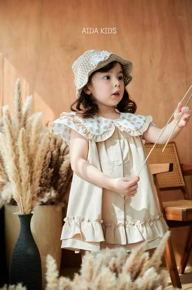 Aida - Korean Children Fashion - #magicofchildhood - Water Drop Collar One-piece - 3