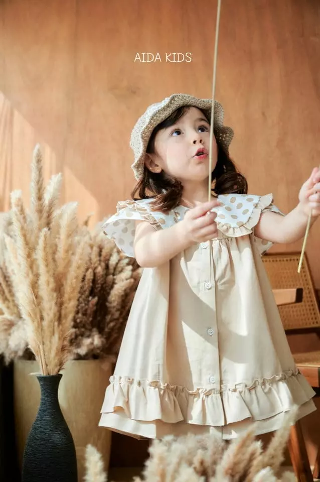 Aida - Korean Children Fashion - #magicofchildhood - Water Drop Collar One-piece - 4