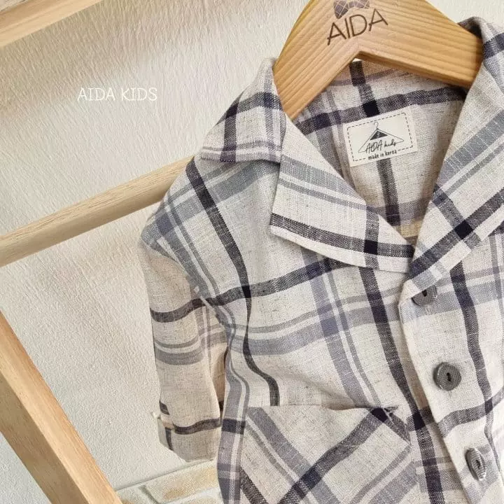 Aida - Korean Children Fashion - #stylishchildhood - And Check Linen Jacket - 3