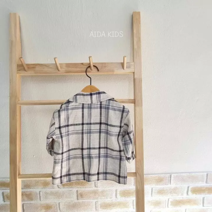 Aida - Korean Children Fashion - #toddlerclothing - And Check Linen Jacket - 2