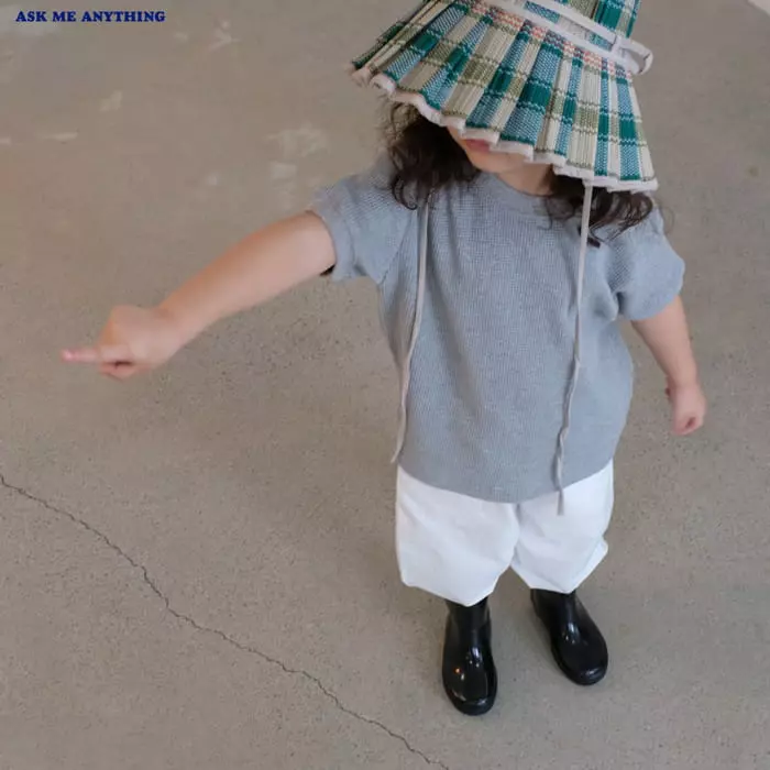 Ask Me Anything - Korean Children Fashion - #kidsshorts - Waffle Tee - 12