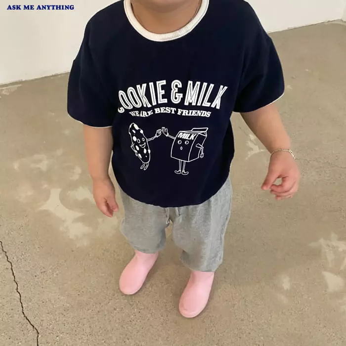 Ask Me Anything - Korean Children Fashion - #kidsshorts - Cookie Milk Tee - 4