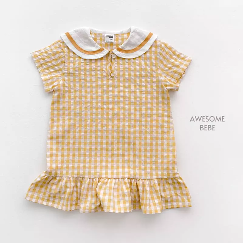 Awesome Bebe - Korean Children Fashion - #Kfashion4kids - Sailor Check One-piece - 12