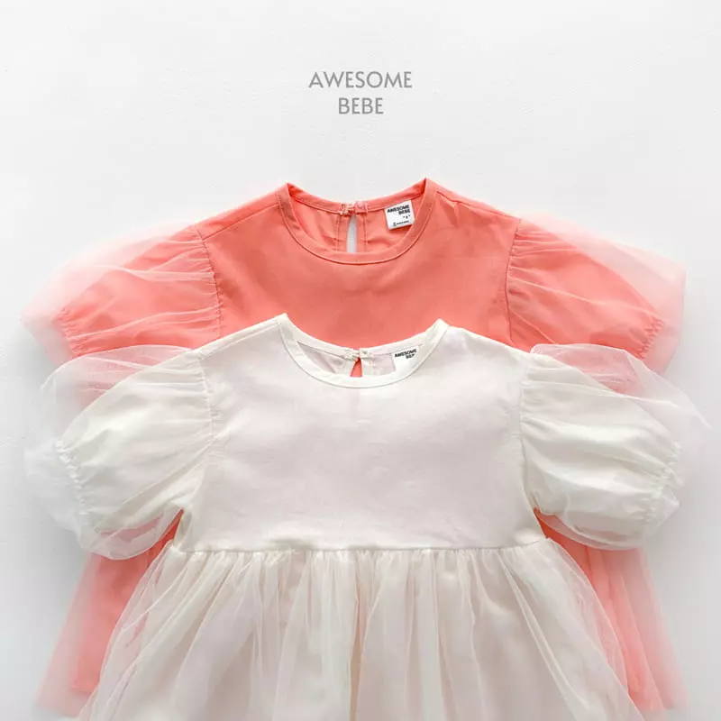 Awesome Bebe - Korean Children Fashion - #Kfashion4kids - Mesh Sleeves One-piece - 10
