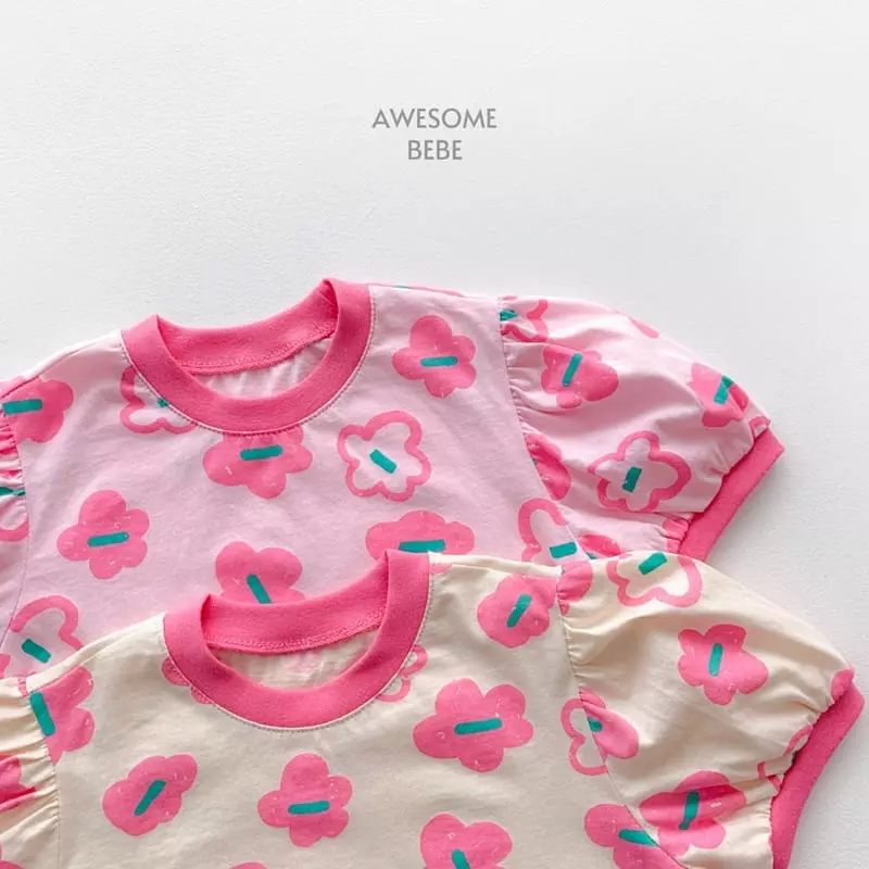 Awesome Bebe - Korean Children Fashion - #Kfashion4kids - Pink Flower Short Sleeves Tee - 5