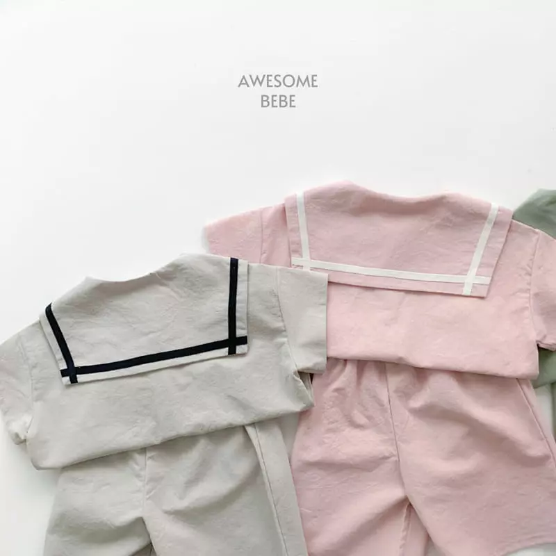 Awesome Bebe - Korean Children Fashion - #childofig - Sailor Top Bottom Set - 6