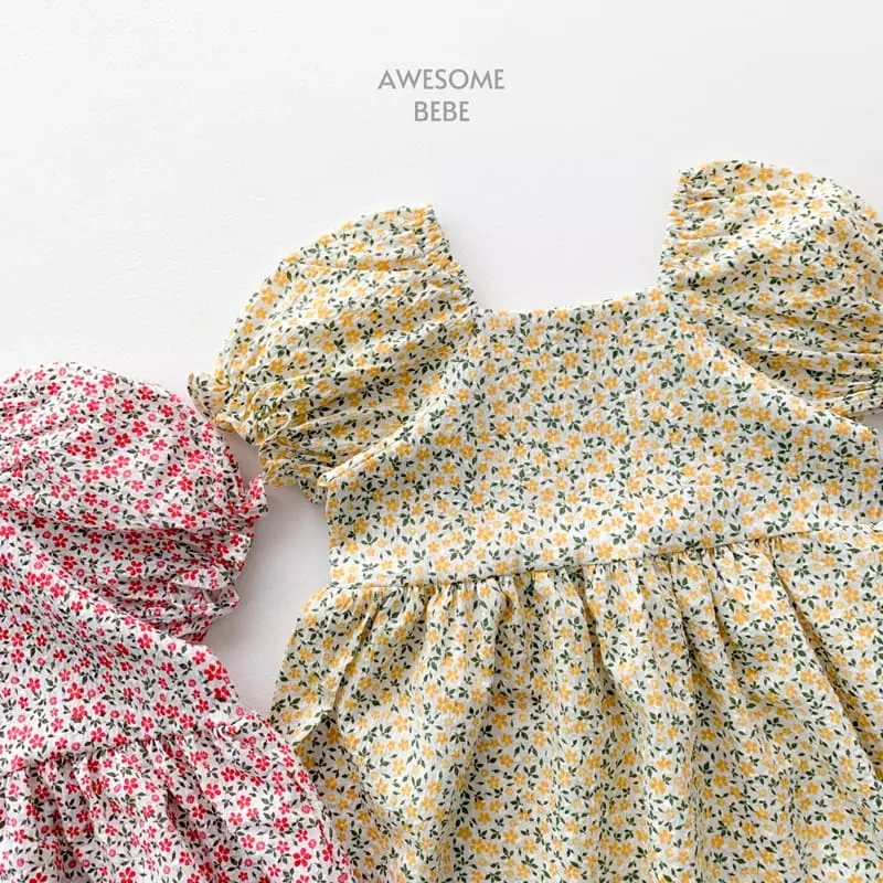 Awesome Bebe - Korean Children Fashion - #childofig - Square Small Flower One-piece - 5