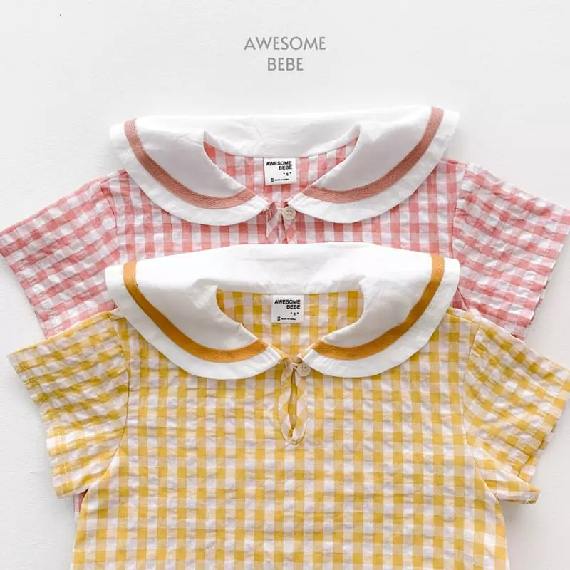 Awesome Bebe - Korean Children Fashion - #stylishchildhood - Sailor Check One-piece - 4