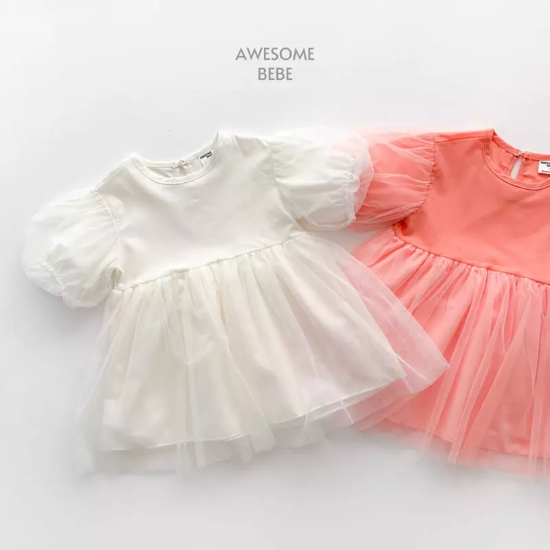 Awesome Bebe - Korean Children Fashion - #childofig - Mesh Sleeves One-piece - 2