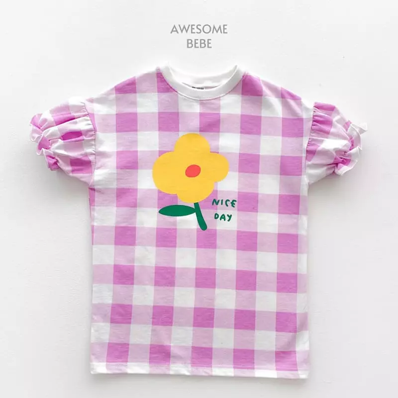 Awesome Bebe - Korean Children Fashion - #childofig - Flower Check One-piece - 2