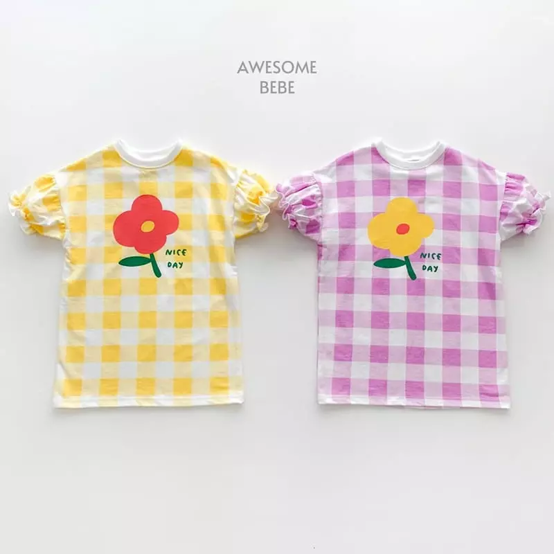 Awesome Bebe - Korean Children Fashion - #childofig - Flower Check One-piece - 3