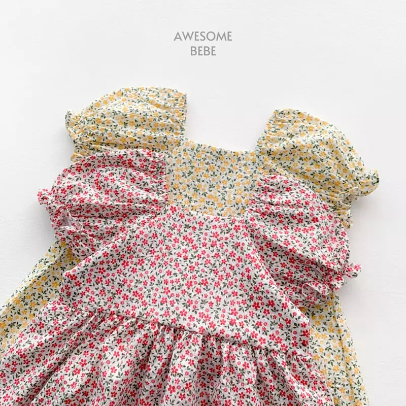 Awesome Bebe - Korean Children Fashion - #designkidswear - Square Small Flower One-piece - 7